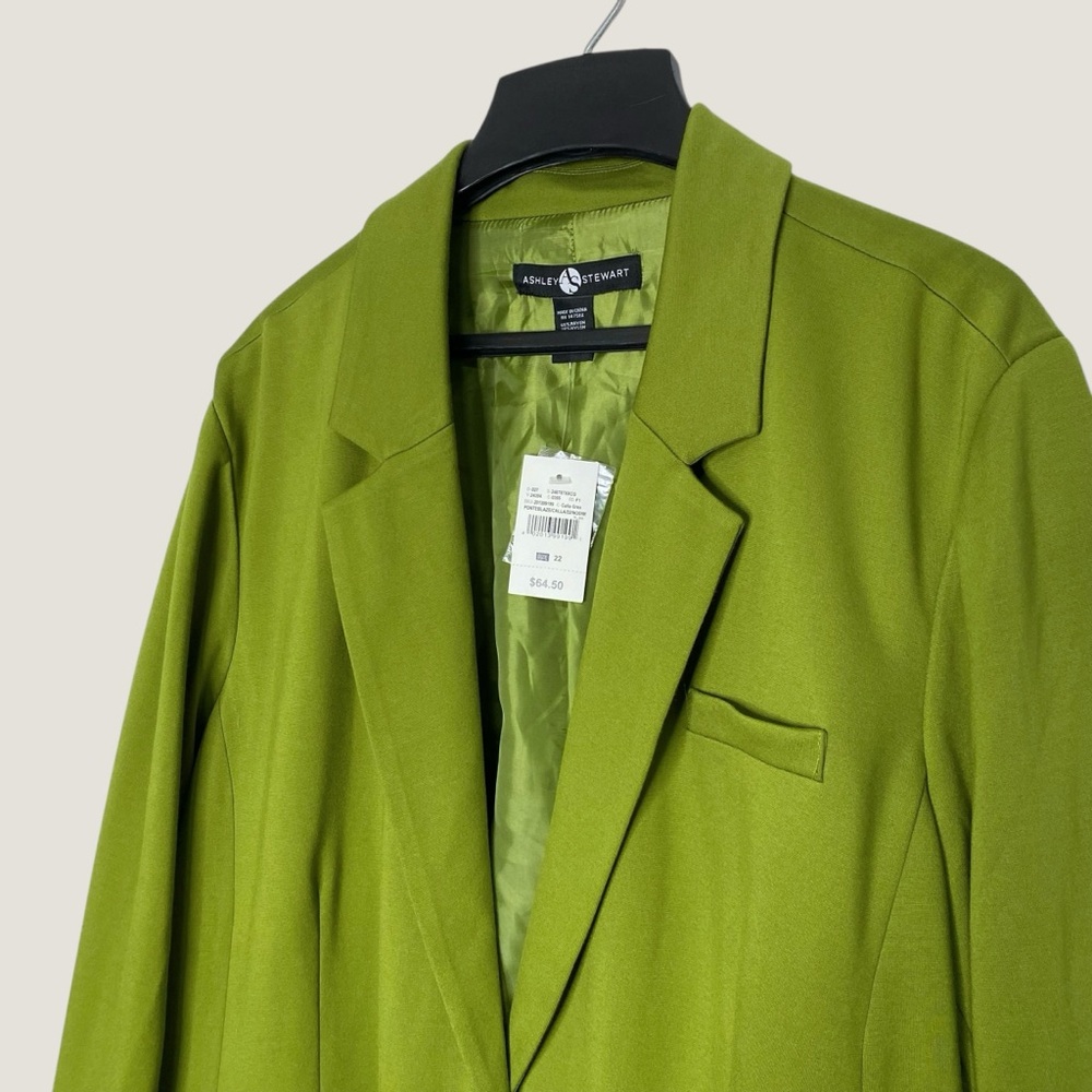 NWT Ashley Stewart Green Stretch Ponte Blazer Business Jacket Womens 22 Plus - Picture 3 of 8
